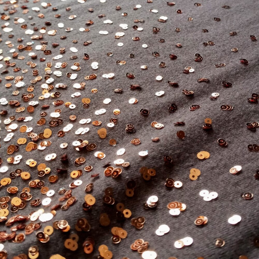 Cool Shimmery Maurice’s Copper Gold Sequins Rock-n-Roll Brown Short Sleeve Top - Picture 13 of 16